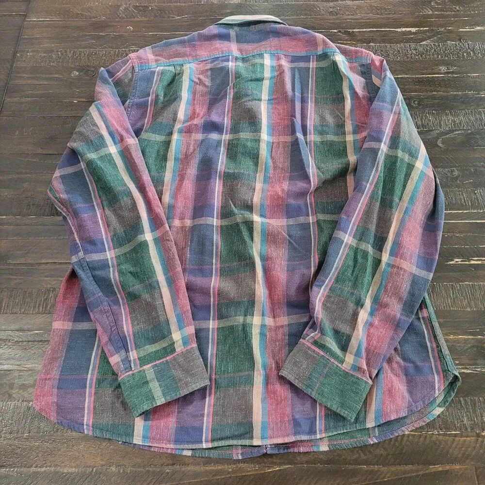 J.Crew Men's Slim Fit Plaid Button-Up Shirt Size Large Casual Preppy